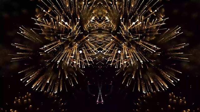 Stunning Golden Fireworks Display Exploding in the Night Sky.