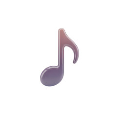 3D-rendered musical note on black background with a smooth, gradient appearance