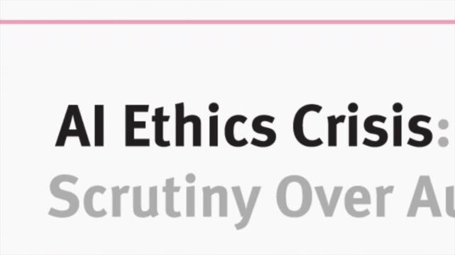 ai ethics crisis fast sequence news articles headline title animation with zoom in documentary style