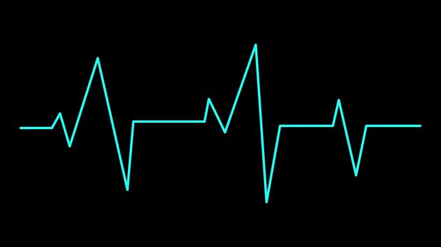 Heartbeat flatline monitor line graphic on black background, perfect for medicalthemed designs, presentations, healthrelated content, or wellness promotions.