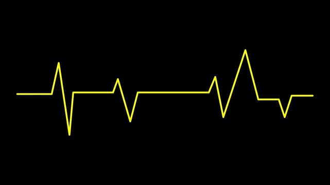 Heartbeat flatline pattern on black. Ideal for medical presentations, websites, and articles on cardiology and heart health.