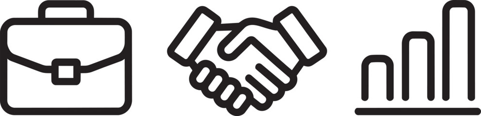 Fototapeta premium Business icons briefcase handshake graph on transparent background vector illustration