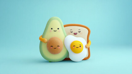 Cute Avocado and Egg Breakfast Friends