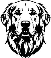 Fototapeta premium Golden Retriever Dog Head Black and White Vector Illustration