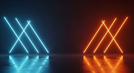 Neon lights abstract background, glowing lines, futuristic design