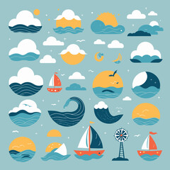 Naklejka premium set of icons for web development, icon for technology and daily activities