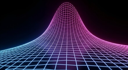 abstract grid mountain, digital art, neon glow, futuristic design