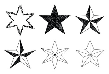 Obraz premium Collection of Hand-Drawn Star Shapes in Various Styles