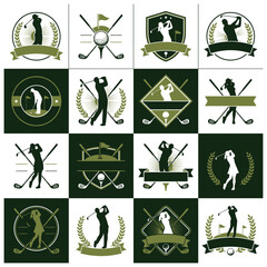 Elegant golf tournament emblem and badge collection in vintage style