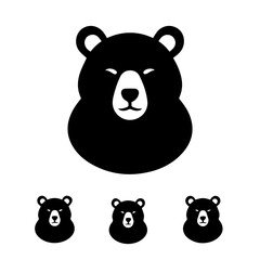 Obraz premium Black silhouette of a bear with three smaller bear cubs in a row