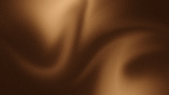 Elegant Chocolate Brown Abstract Background with Fluid Silk Waves and Grainy Texture.