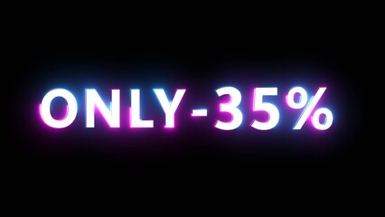 Obraz premium Neon effect percentage offer illustration. Neon discount text number on black background.