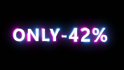 Obraz premium Neon effect percentage offer illustration. Neon discount text number on black background.