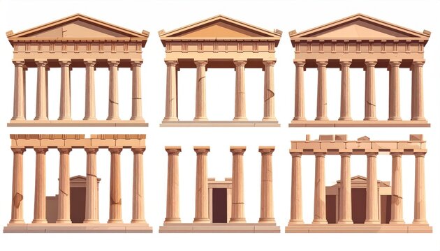 Ancient Greek Temple Facades - A Collection of Architectural Wonders.