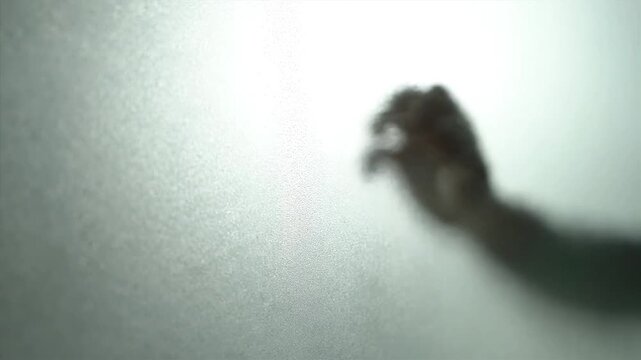 Person Raising Hand in White Room.