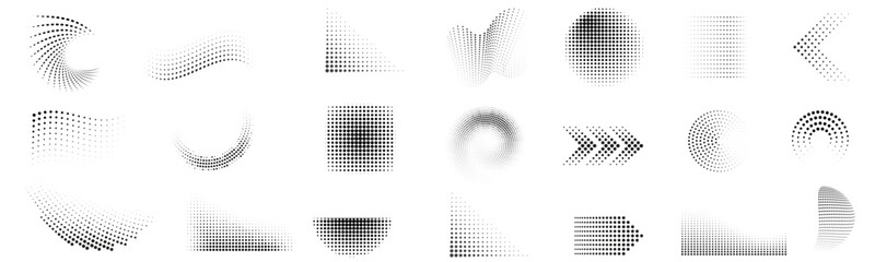 Gradient halftone shape set. Dotted shape. Abstract halftone dot pattern with half tone gradient shapes. Vector illustration © MR.AK