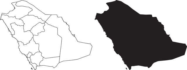 Map of Saudi Arabia Vector Illustration with Regional Divisions