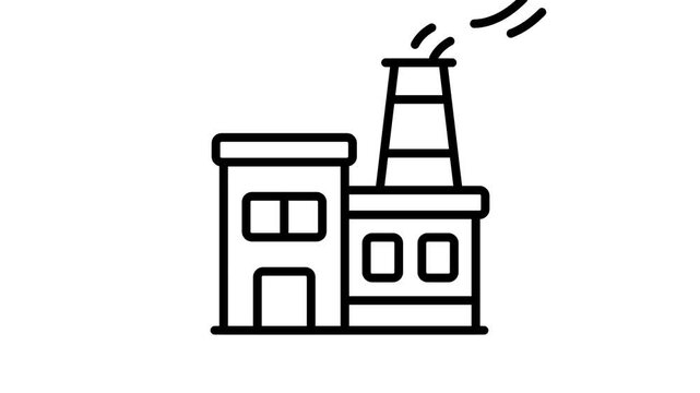 Grab this outline style animated icon showing factory with smokestack
