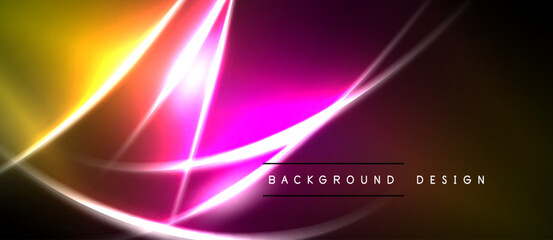 Fototapeta premium Bright abstract lines create dynamic energy. Vivid colors blend, forming modern background design. Smooth gradients suggest movement, light.