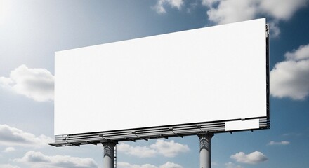 Obraz premium Massive Outdoor Billboard Showing Clean White Space Against Azure Sky Under Bright Midday Sun for Modern Mockup