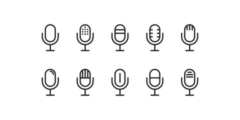 Microphone Line Icons Collection Set