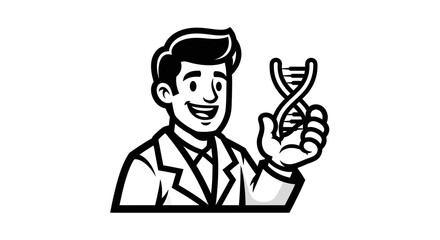 Obraz premium Scientist holding DNA double helix model.