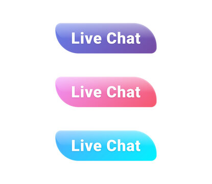 Modern live chat buttons in purple, pink, and blue colors