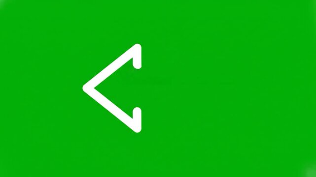 A white arrow icon pointing left on a vibrant green screen background for easy