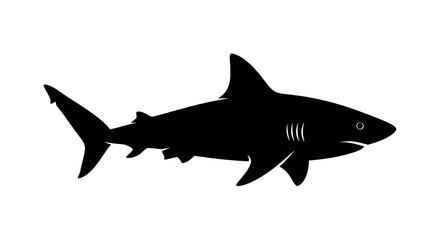 Fototapeta premium Black silhouette of a shark swimming.