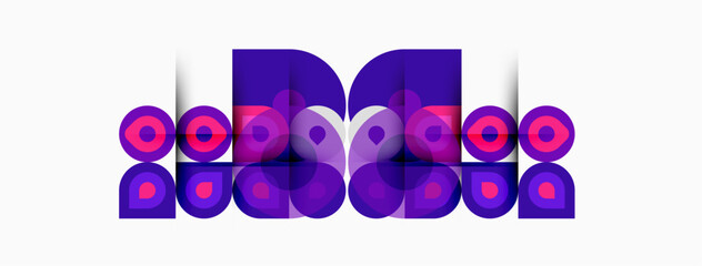 Purple graphic design features letter B composed from circles, squares. Modern, minimalist aesthetic. Bold color scheme dominates composition. © antishock