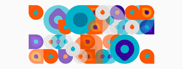 Fototapeta premium Abstract composition. Colorful circles overlap, creating dynamic visual texture. Modern design, playful geometry, vibrant hues.
