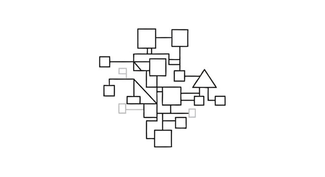 Abstract Network Diagram of Interconnected Geometric Shapes.