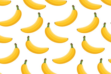 Seamless Pattern of Yellow Bananas on a White Background