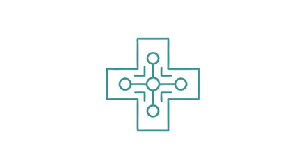 Obraz premium Abstract medical cross with interconnected nodes and circles.