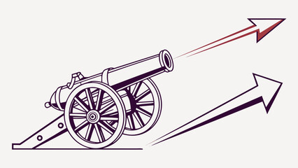 Fototapeta premium Cannon launching upward momentum with powerful arrows