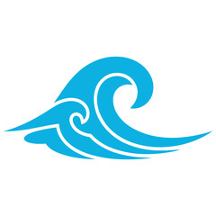 Minimalist blue wave vector icon for ocean, water, or nature themes
