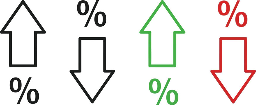 Percentage icon set . Growth icon set