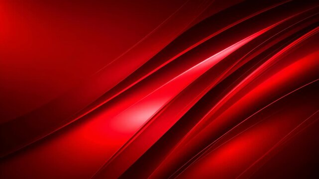 Abstract glossy red diagonal lines with metallic glow and smooth light reflections for corporate presentation background