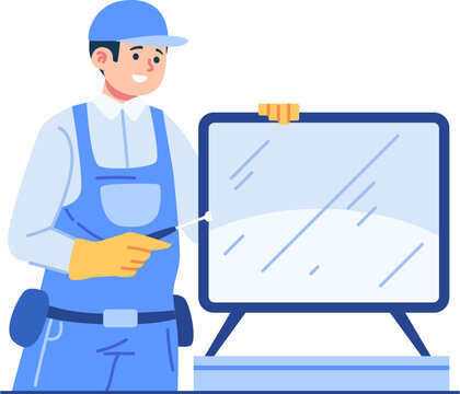 tv technician character illustration