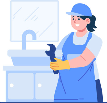 plumber technician character illustration