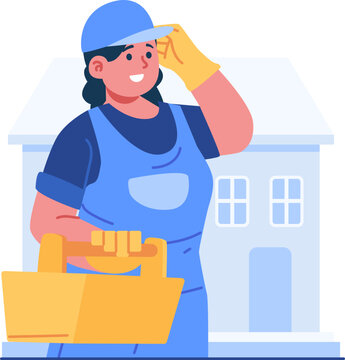 woman technician character illustration
