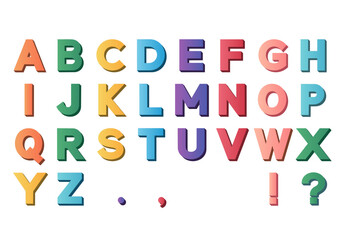 3D Shadowed Colorful English Alphabet
