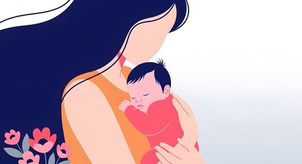 Tender moment of mother and newborn baby