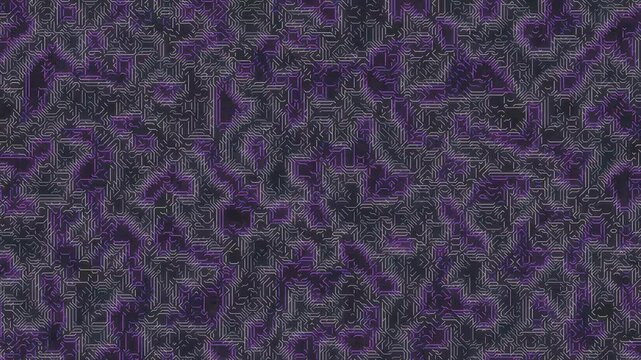 Intricate patterns of swirling purple shapes on a dark background viewed from directly above