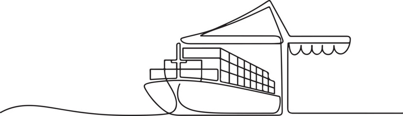 Continuous one line drawing Cargo Concept.one line vector illustration with out Background