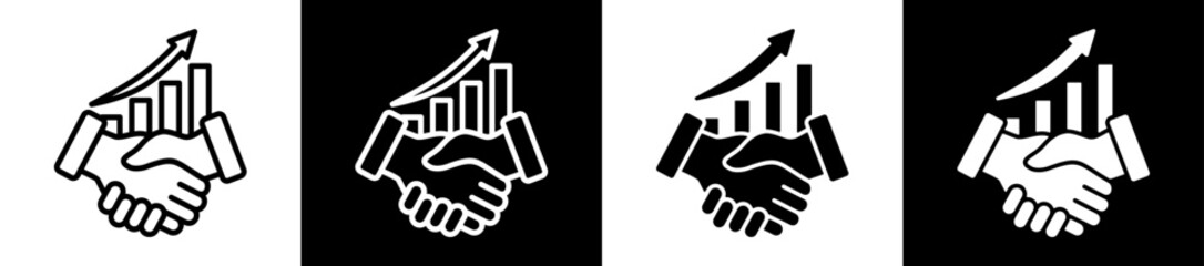 Growth Icon In Flat Version On Black And White Background