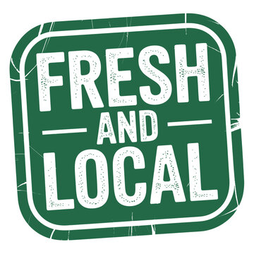 Fresh and local food market sign or sticker