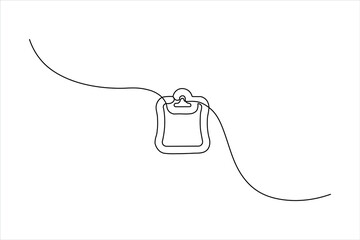 Obraz premium Minimalist one-line art of a curved clipboard with a metal clip. A continuous line drawing is perfect for office, list, or planning design projects.