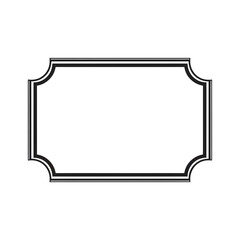 A simple black and white label with a decorative border isolated on transparent background