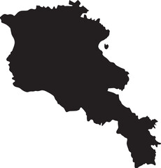 Obraz premium Black silhouette map of Armenia a simple vector graphic representing the countrys borders for travel or informational purposes isolated on a white background